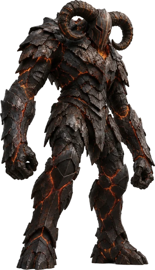 Ironmantle berdiri di atas alas batu